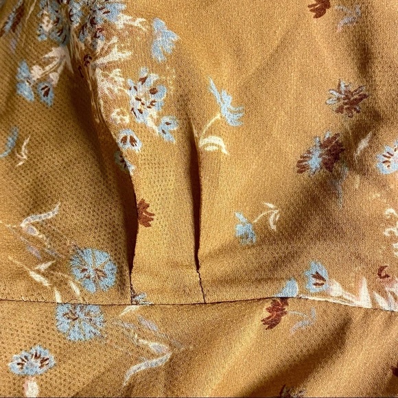 Free People Gold Floral Fully Lined Dress Size Small boho festival - Picture 13 of 15